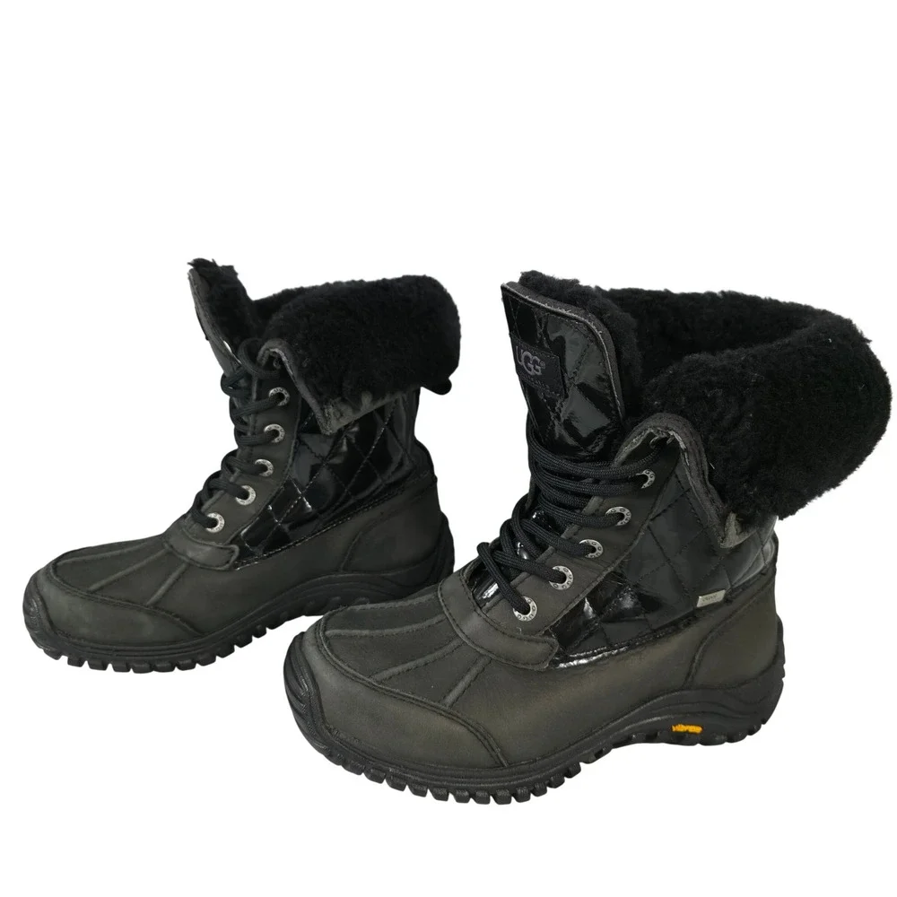 UGG Adirondack II Winter Boots Women Size 6 Black Waterproof Snow Boot Shearling